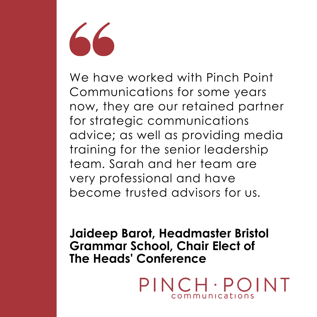 A quote from BGS headmaster about working with Pinch Point Communications